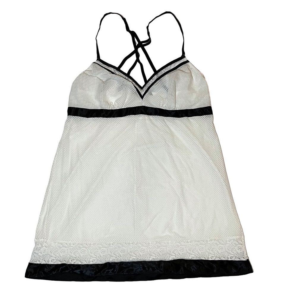 Cacique White and Black Lace Chemise Babydoll size 18/20 lingerie sexy flirty